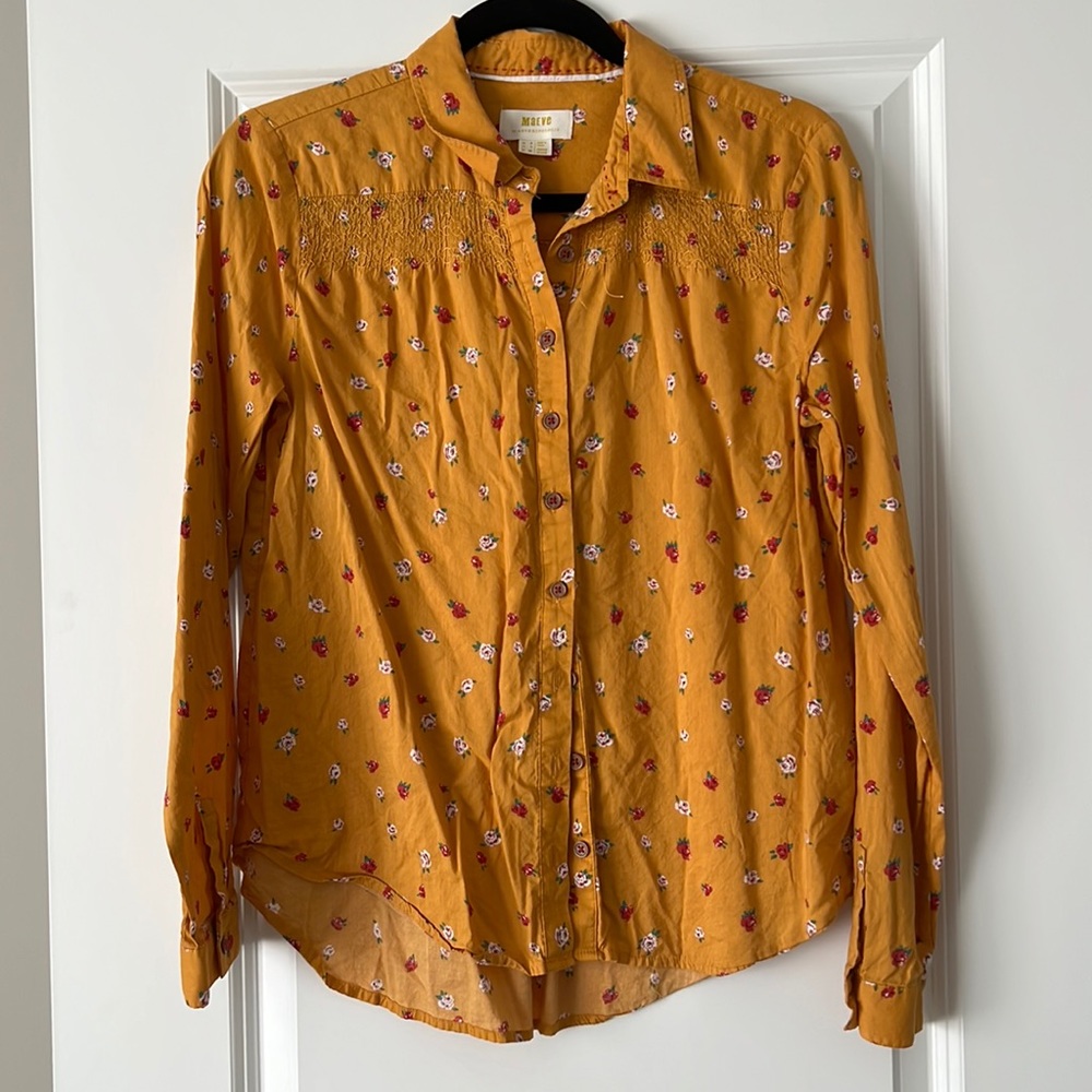 Burnt orange button down from Maeve purchased at anthro